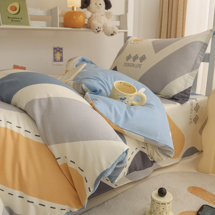 91家纺网 家纺一手货源 找家纺 天之爱 2025新款全棉纯棉印花三件套学生六件套 光的邂逅