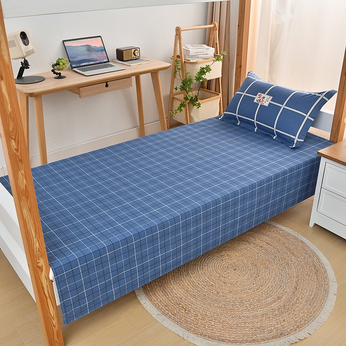 91家纺网 家纺一手货源 找家纺 乐旗家纺 2025新款全棉13372印花学生上下铺套件宿舍三件套 金榜题名-蓝