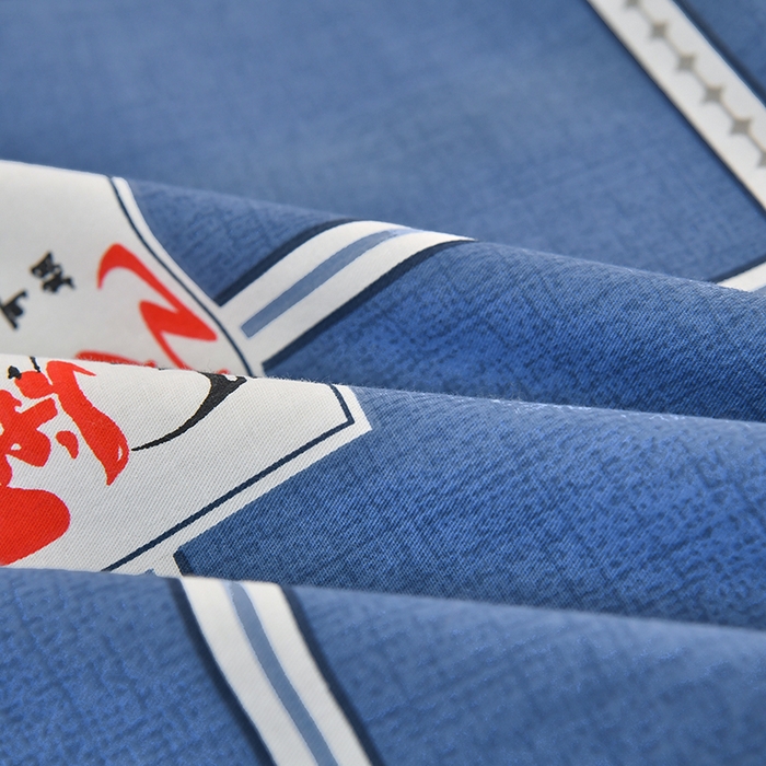 91家纺网 家纺一手货源 找家纺 乐旗家纺 2025新款全棉13372印花学生上下铺套件宿舍三件套 金榜题名-蓝