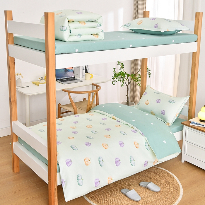 乐旗家纺 2025新款全棉13372印花学生上下铺套件宿舍三件套 南瓜节