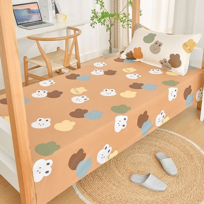 91家纺网 家纺一手货源 找家纺 乐旗家纺 2025新款全棉13372印花学生上下铺套件宿舍三件套 青蛙王子