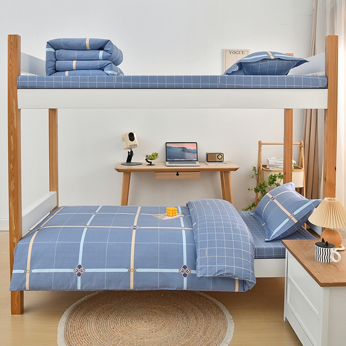 91家纺网 家纺一手货源 找家纺 乐旗家纺 2025新款全棉13372印花学生上下铺套件宿舍三件套 萨尔