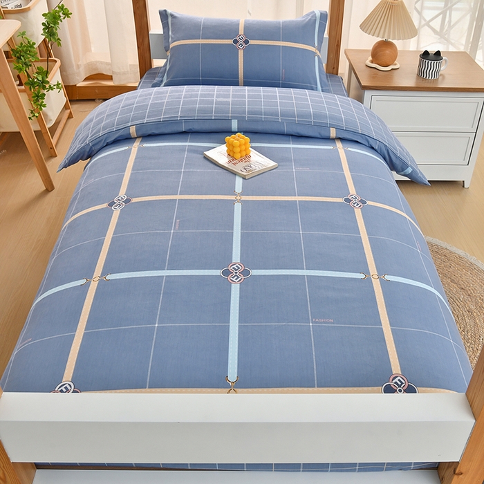 91家纺网 家纺一手货源 找家纺 乐旗家纺 2025新款全棉13372印花学生上下铺套件宿舍三件套 萨尔