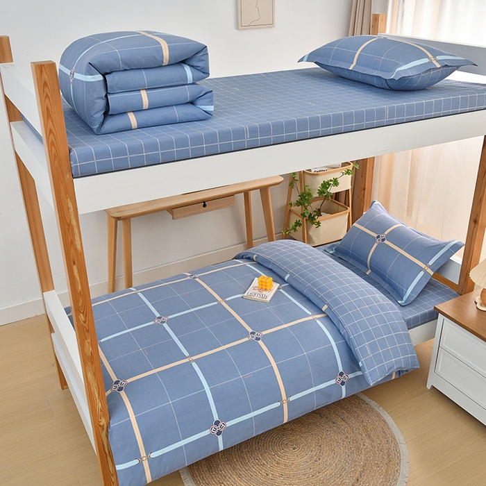 91家纺网 家纺一手货源 找家纺 乐旗家纺 2025新款全棉13372印花学生上下铺套件宿舍三件套 萨尔