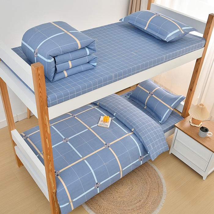 91家纺网 家纺一手货源 找家纺 乐旗家纺 2025新款全棉13372印花学生上下铺套件宿舍三件套 萨尔