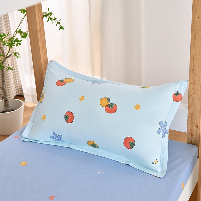 91家纺网 家纺一手货源 找家纺 乐旗家纺 2025新款全棉13372印花学生上下铺套件宿舍三件套 森森果绿