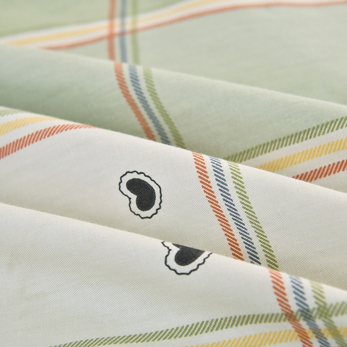 91家纺网 家纺一手货源 找家纺 乐旗家纺 2025新款全棉13372印花学生上下铺套件宿舍三件套 闲趣-绿