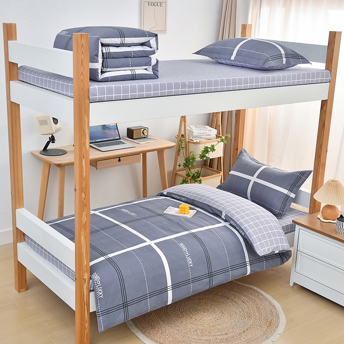 乐旗家纺 2025新款全棉13372印花学生上下铺套件宿舍三件套 校园风格