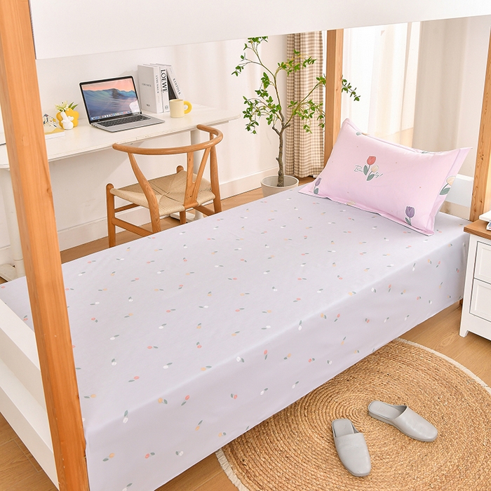 91家纺网 家纺一手货源 找家纺 乐旗家纺 2025新款全棉13372印花学生上下铺套件宿舍三件套 伊莲娜