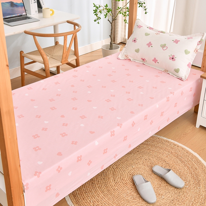 91家纺网 家纺一手货源 找家纺 乐旗家纺 2025新款全棉13372印花学生上下铺套件宿舍三件套 映然