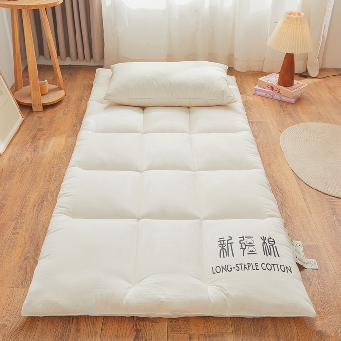 91家纺网 家纺一手货源 找家纺 2025新疆棉花床垫褥子宿舍学生榻榻米折叠加厚垫子棉絮 新疆棉-白色