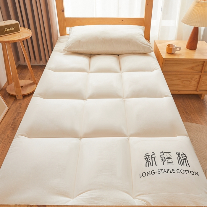 91家纺网 家纺一手货源 找家纺 2025新疆棉花床垫褥子宿舍学生榻榻米折叠加厚垫子棉絮 新疆棉-白色