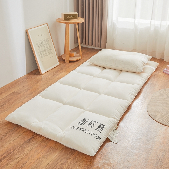 91家纺网 家纺一手货源 找家纺 2025新疆棉花床垫褥子宿舍学生榻榻米折叠加厚垫子棉絮 新疆棉-白色