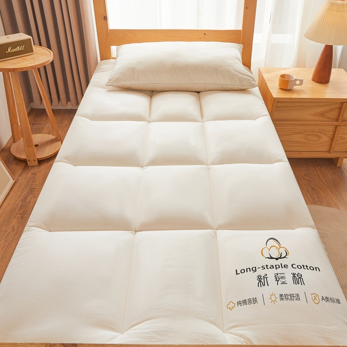 91家纺网 家纺一手货源 找家纺 2025新疆棉花床垫褥子宿舍学生榻榻米折叠加厚垫子棉絮 新疆棉花-白色