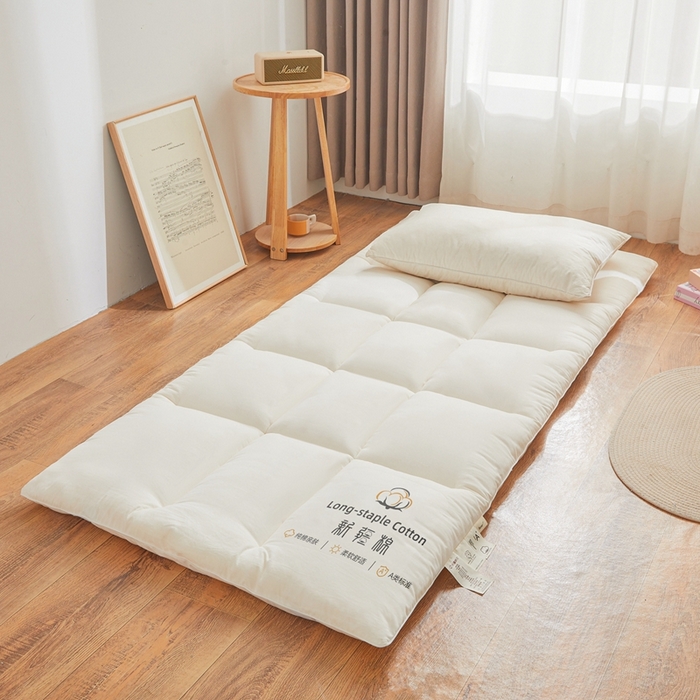 91家纺网 家纺一手货源 找家纺 2025新疆棉花床垫褥子宿舍学生榻榻米折叠加厚垫子棉絮 新疆棉花-白色