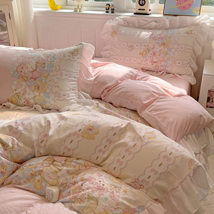 91家纺网 家纺一手货源 找家纺 （总）罗亿家纺 2025新款洛丽塔云朵棉花边四件套场景一（提供买家秀）