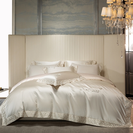 蒂爵 2025新款A版真丝棉b版新疆长绒棉时尚高端四件套-蝶彩 蝶彩-珍珠白