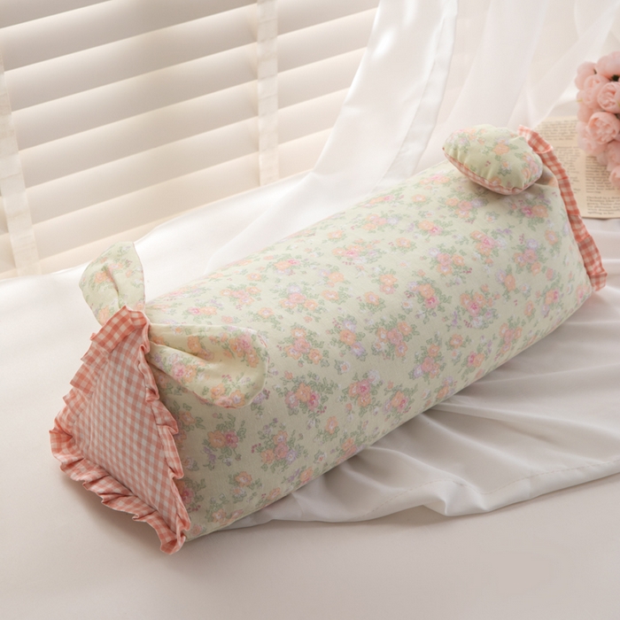 佳合枕芯 2025新款新品田园兔-全棉纯棉双层纱卡通荞麦枕芯儿童学生成人护颈荞麦枕头枕芯 田园兔耳朵三角荞麦枕-粉边绿小花 50*15*15cm/个