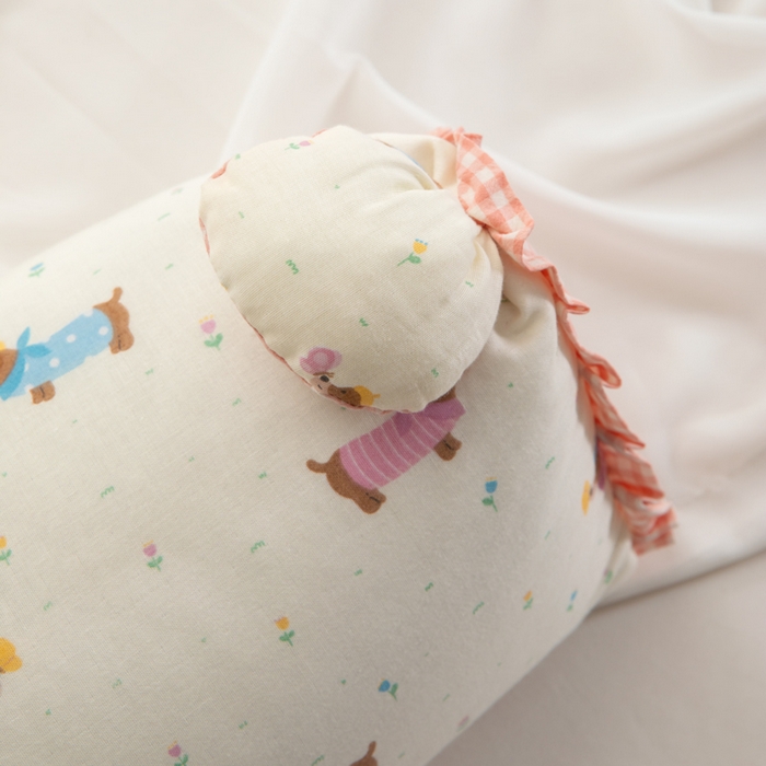 91家纺网 家纺一手货源 找家纺 佳合枕芯 2025新款新品田园兔-全棉纯棉双层纱卡通荞麦枕芯儿童学生成人护颈荞麦枕头枕芯 田园兔耳朵三角荞麦枕-粉边米色狗 50*15*15cm/个