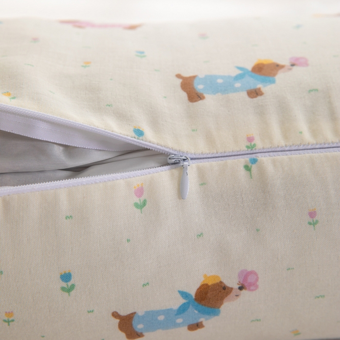 91家纺网 家纺一手货源 找家纺 佳合枕芯 2025新款新品田园兔-全棉纯棉双层纱卡通荞麦枕芯儿童学生成人护颈荞麦枕头枕芯 田园兔耳朵三角荞麦枕-粉边米色狗 50*15*15cm/个