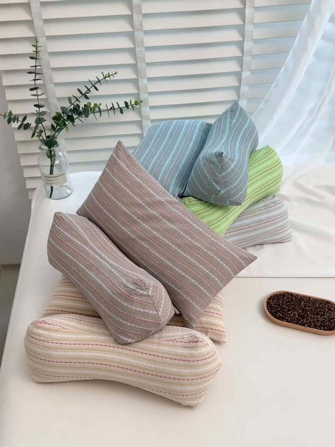 91家纺网 家纺一手货源 找家纺 （总）佳合枕芯 2025新款新品全棉水洗棉三角组合款荞麦护颈椎枕 枕头枕芯