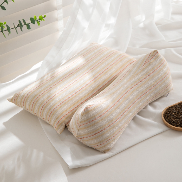 佳合枕芯 2025新款新品全棉水洗棉三角组合款荞麦护颈椎枕 枕头枕芯 提花三角组合荞麦枕-米黄色 三角35*15方枕35*20/只