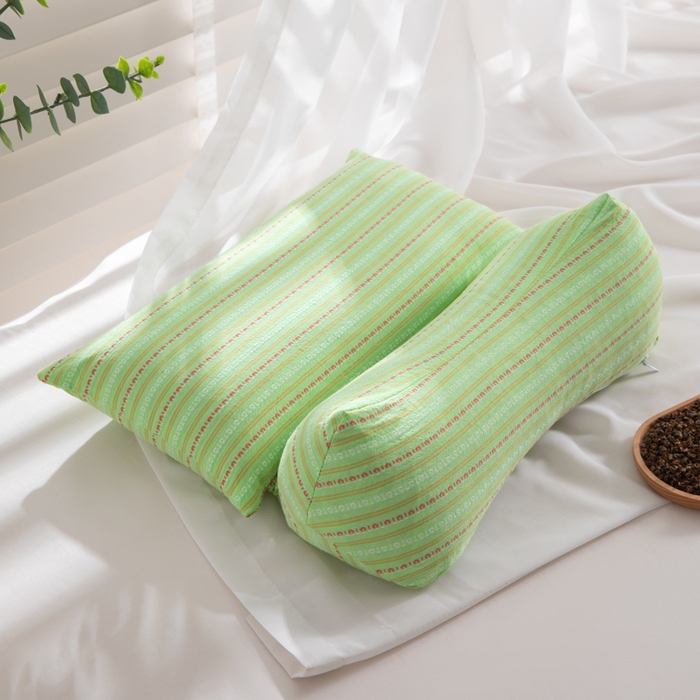 佳合枕芯 2025新款新品全棉水洗棉三角组合款荞麦护颈椎枕 枕头枕芯 提花三角组合荞麦枕-深绿色 三角35*15方枕35*20/只