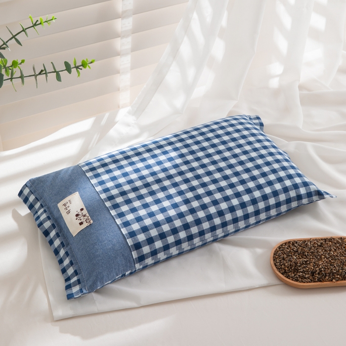 91家纺网 家纺一手货源 找家纺 （总）佳合枕芯 2025新款新品全棉水洗棉拼色小方格荞麦枕头枕芯