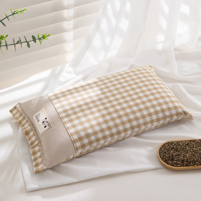 佳合枕芯 2025新款新品全棉水洗棉拼色小方格荞麦枕头枕芯 拼色小方格荞麦枕-咖色 30*50cm/只