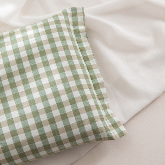 91家纺网 家纺一手货源 找家纺 佳合枕芯 2025新款新品全棉水洗棉拼色小方格荞麦枕头枕芯 拼色小方格荞麦枕-绿色 30*50cm/只