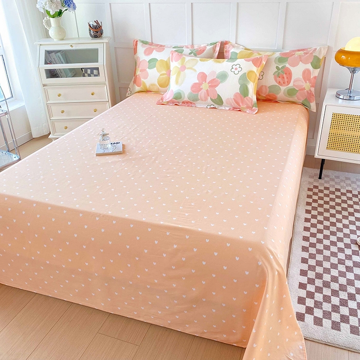 91家纺网 家纺一手货源 找家纺 小叮当家纺仓储工厂店 （爆款花型 长期款 不断货）2025新款小清新印花条纹卡通花卉纯棉全棉单品系列--单床单 花季物语B版