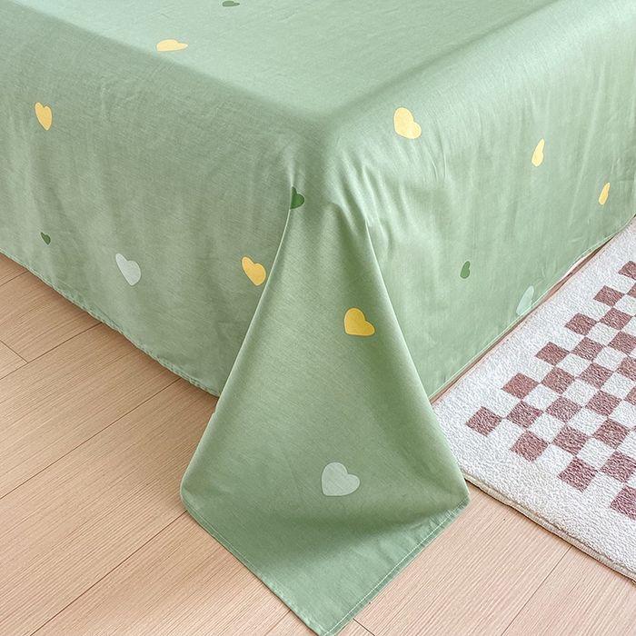 91家纺网 家纺一手货源 找家纺 小叮当家纺仓储工厂店 （爆款花型 长期款 不断货）2025新款小清新印花条纹卡通花卉纯棉全棉单品系列--单床单 绿蔓