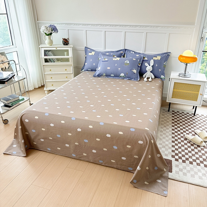 91家纺网 家纺一手货源 找家纺 小叮当家纺仓储工厂店 （爆款花型 长期款 不断货）2025新款小清新印花条纹卡通花卉纯棉全棉单品系列--单床单 玩具乐园-兰