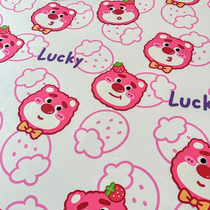 91家纺网 家纺一手货源 找家纺 小叮当家纺仓储工厂店 （爆款花型 长期款 不断货）2025新款小清新印花条纹卡通花卉纯棉全棉单品系列--单床单 潮流小熊