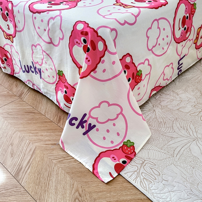 91家纺网 家纺一手货源 找家纺 小叮当家纺仓储工厂店 （爆款花型 长期款 不断货）2025新款小清新印花条纹卡通花卉纯棉全棉单品系列--单床单 潮流小熊