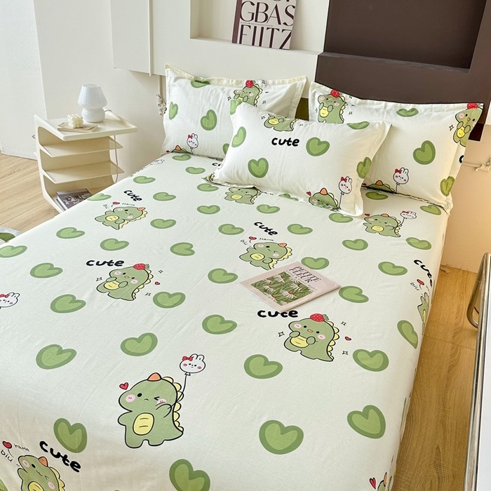 91家纺网 家纺一手货源 找家纺 小叮当家纺仓储工厂店 （爆款花型 长期款 不断货）2025新款小清新印花条纹卡通花卉纯棉全棉单品系列--单床单 呆萌宝贝