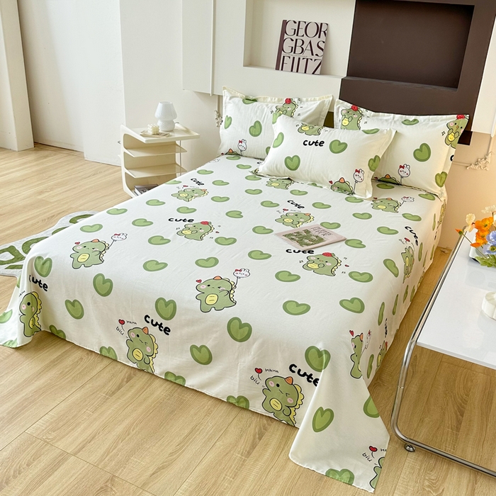 91家纺网 家纺一手货源 找家纺 小叮当家纺仓储工厂店 （爆款花型 长期款 不断货）2025新款小清新印花条纹卡通花卉纯棉全棉单品系列--单床单 呆萌宝贝