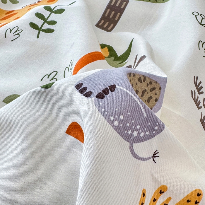 91家纺网 家纺一手货源 找家纺 小叮当家纺仓储工厂店 （爆款花型 长期款 不断货）2025新款小清新印花条纹卡通花卉纯棉全棉单品系列--单床单 动物世界