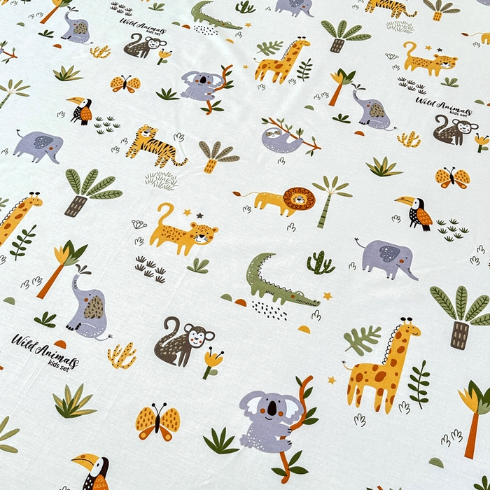 91家纺网 家纺一手货源 找家纺 小叮当家纺仓储工厂店 （爆款花型 长期款 不断货）2025新款小清新印花条纹卡通花卉纯棉全棉单品系列--单床单 动物世界