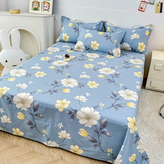 91家纺网 家纺一手货源 找家纺 小叮当家纺仓储工厂店 （爆款花型 长期款 不断货）2025新款小清新印花条纹卡通花卉纯棉全棉单品系列--单床单 国色添香