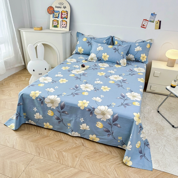 91家纺网 家纺一手货源 找家纺 小叮当家纺仓储工厂店 （爆款花型 长期款 不断货）2025新款小清新印花条纹卡通花卉纯棉全棉单品系列--单床单 国色添香