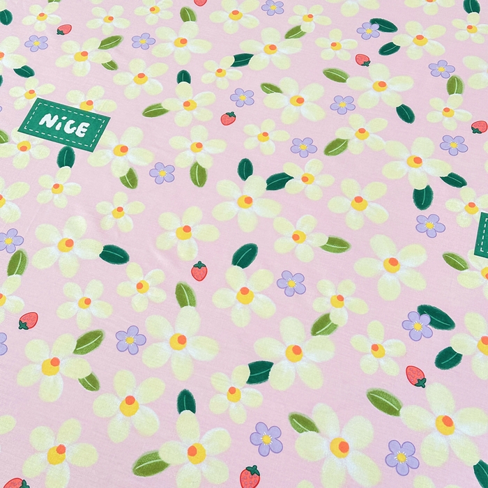 91家纺网 家纺一手货源 找家纺 小叮当家纺仓储工厂店 （爆款花型 长期款 不断货）2025新款小清新印花条纹卡通花卉纯棉全棉单品系列--单床单 花满城-粉