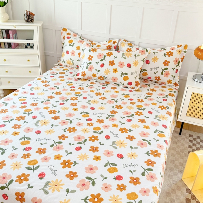 91家纺网 家纺一手货源 找家纺 小叮当家纺仓储工厂店 （爆款花型 长期款 不断货）2025新款小清新印花条纹卡通花卉纯棉全棉单品系列--单床单 花期