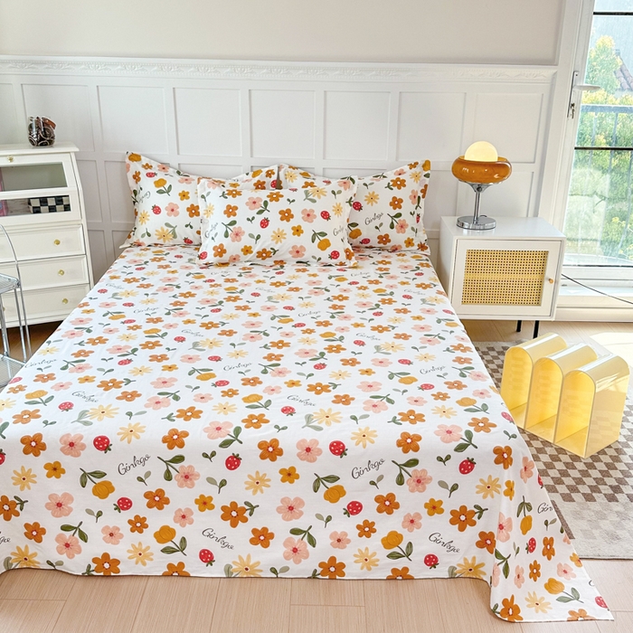 91家纺网 家纺一手货源 找家纺 小叮当家纺仓储工厂店 （爆款花型 长期款 不断货）2025新款小清新印花条纹卡通花卉纯棉全棉单品系列--单床单 花期