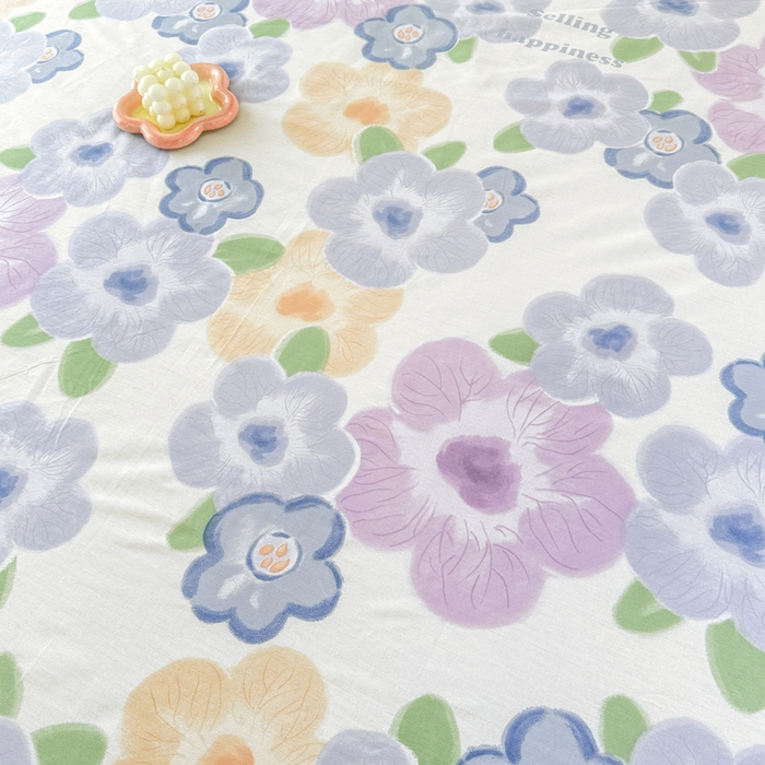 91家纺网 家纺一手货源 找家纺 小叮当家纺仓储工厂店 （爆款花型 长期款 不断货）2025新款小清新印花条纹卡通花卉纯棉全棉单品系列--单床单 紫韵花开