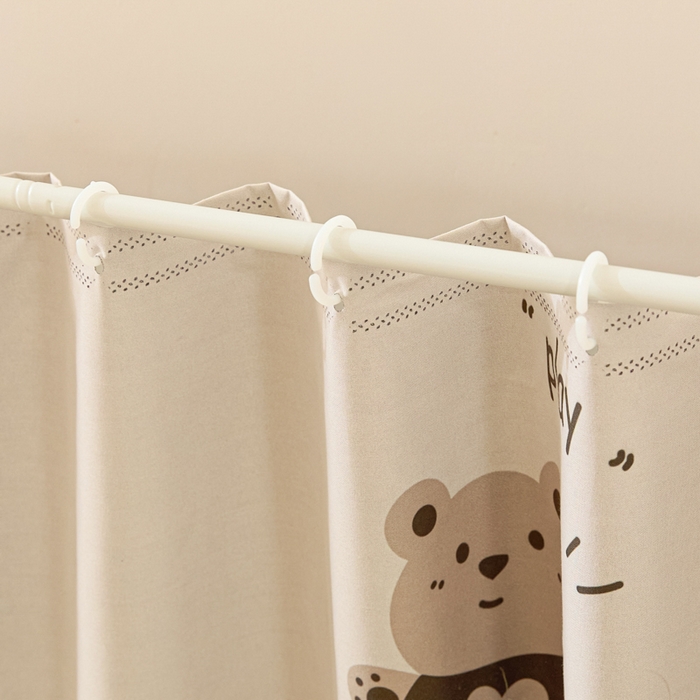 91家纺网 家纺一手货源 找家纺 世婕 2025新款防蚊帐纱植绒遮光帘二合一双层学生蚊帐系列-提花款 提花款-贪吃熊