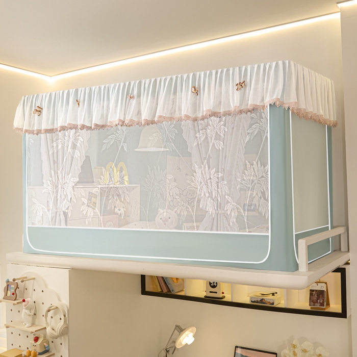 91家纺网 家纺一手货源 找家纺 世婕 2025新款防蚊帐纱植绒遮光帘二合一双层学生蚊帐系列-提花款 提花款-多多熊