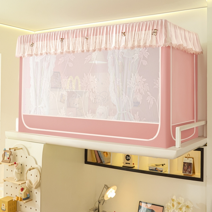 91家纺网 家纺一手货源 找家纺 世婕 2025新款防蚊帐纱植绒遮光帘二合一双层学生蚊帐系列-提花款 提花款-郁金香