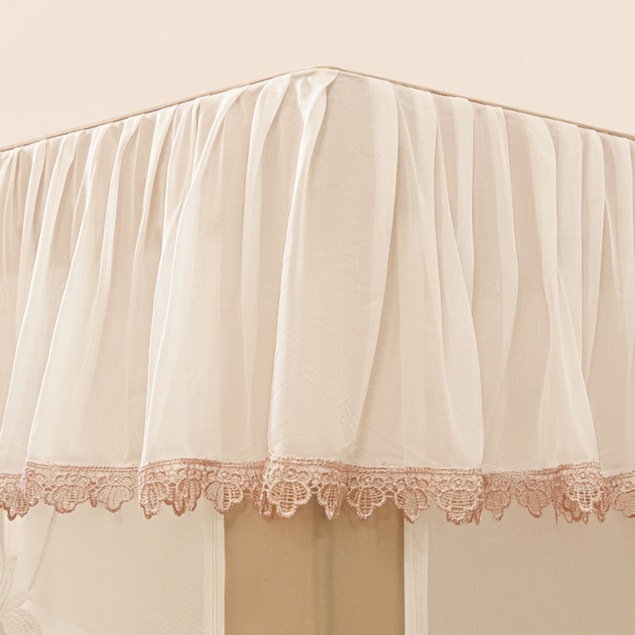 91家纺网 家纺一手货源 找家纺 世婕 2025新款防蚊帐纱植绒遮光帘二合一双层学生蚊帐系列-提花款 提花款-卡其