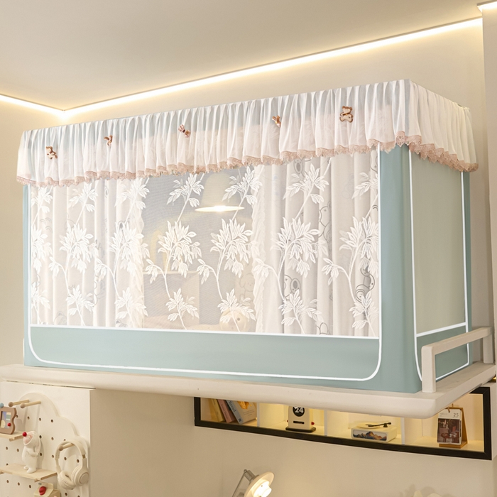 91家纺网 家纺一手货源 找家纺 世婕 2025新款防蚊帐纱植绒遮光帘二合一双层学生蚊帐系列-提花款 提花款-眼睛熊